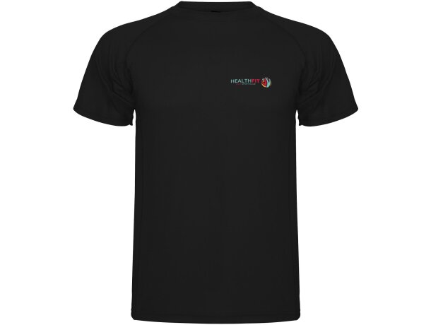 Camiseta deportiva infantil Montecarlo Roly punto piqué Negro intenso detalle 4