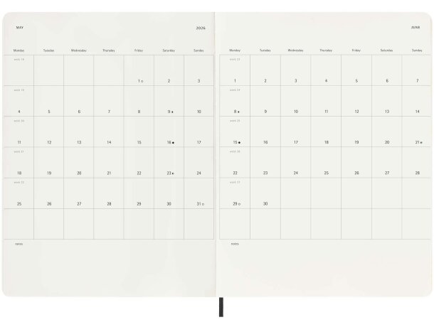 Libreta xl con tapa blanda de 12 meses moleskine Negro intenso detalle 5