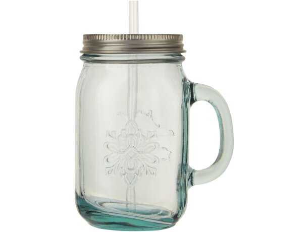 Taza de vidrio reciclado con pajita Juggo Transparente claro detalle 3