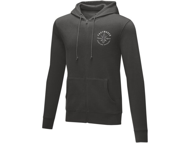 Sudadera con capucha y cremallera completa hombre Theron Gris tormenta detalle 30