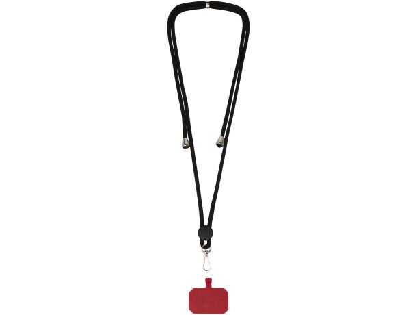 Lanyard regulable Kubi con gancho metálico y cinta de nylon Rojo detalle 13