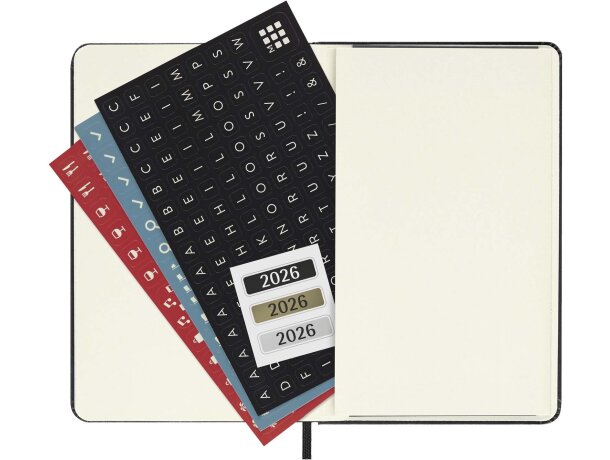 Agenda diaria de bolsillo Moleskine con tapa dura y cierre Negro intenso detalle 3