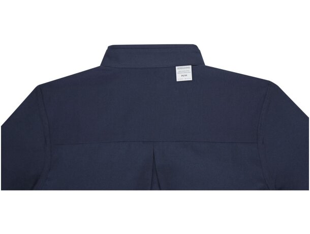 Camisa manga larga mujer Pollux Oxford entallada personalizable Azul marino detalle 14