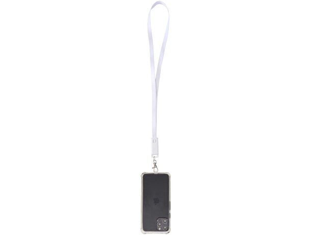 Lanyard de plástico reciclado para smartphone Franz Blanco detalle 8