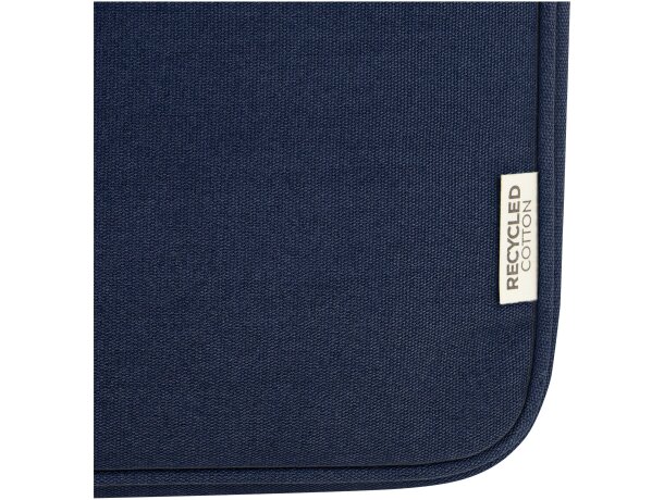 Funda para portátil de 14 pulgadas Joey de lona reciclada GRS Azul marino detalle 12