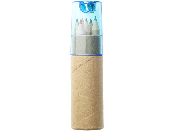 Cajita cilíndrica de cartón con lápices de colores economico