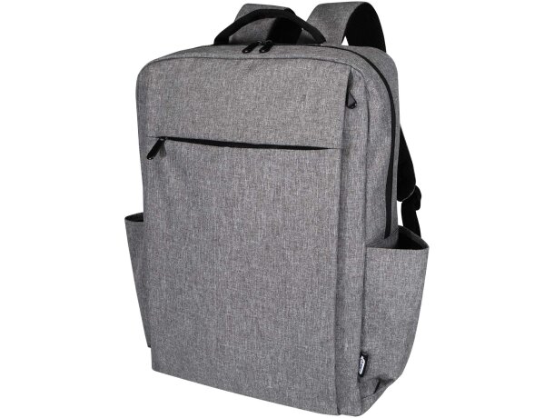 Mochila portátil 15 pulgadas Libra poliéster reciclado GRS Gris mezcla detalle 10