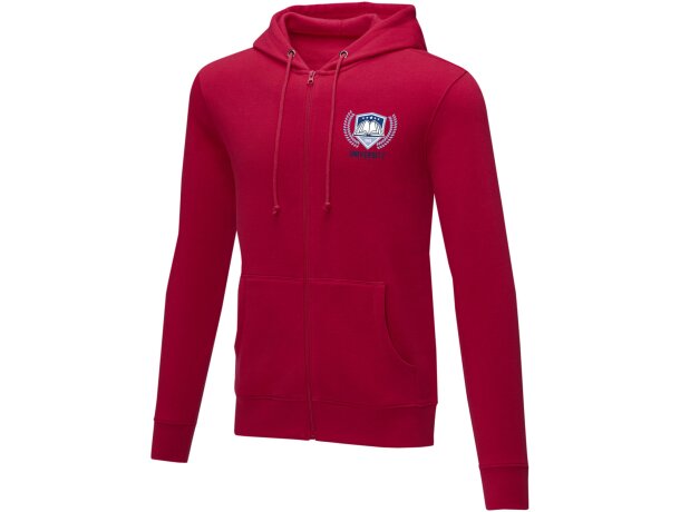 Sudadera con capucha y cremallera completa hombre Theron Rojo detalle 6