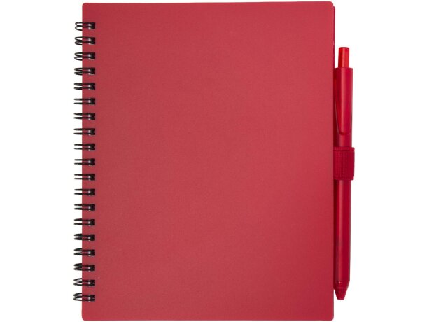 Juego libreta tapa blanda y bolígrafo reciclado Niove Rojo detalle 6