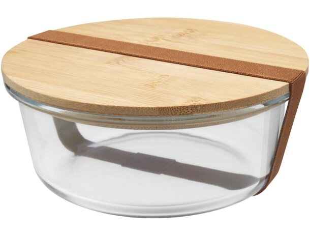 Ensaladera Vista de vidrio borosilicato con tapa de bambú Natural/transparente claro detalle 4