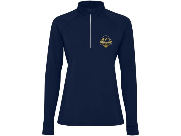 Sudadera técnica con media cremallera mujer Estambul Roly Azul marino detalle 13