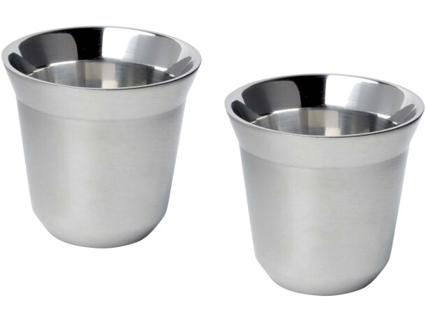 Tazas espresso Duo acero inoxidable reciclado certificado Plateado detalle 4