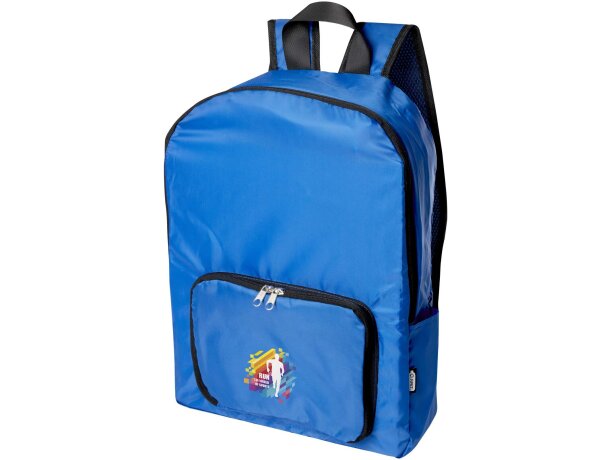 Mochila plegable EcoFold 15 litros de poliéster reciclado GRS Azul real detalle 10
