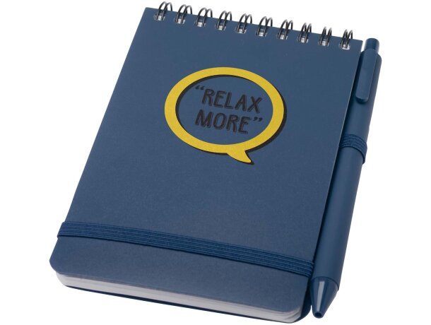 Libreta tapa dura A6 Thalaasa con bolígrafo de plástico oceánico Azul océano detalle 6