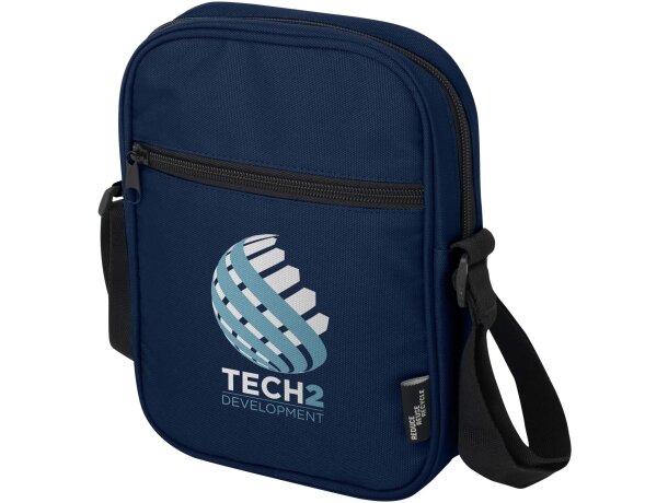 Bandolera reciclada certificada GRS Byron con cremallera Azul marino detalle 12