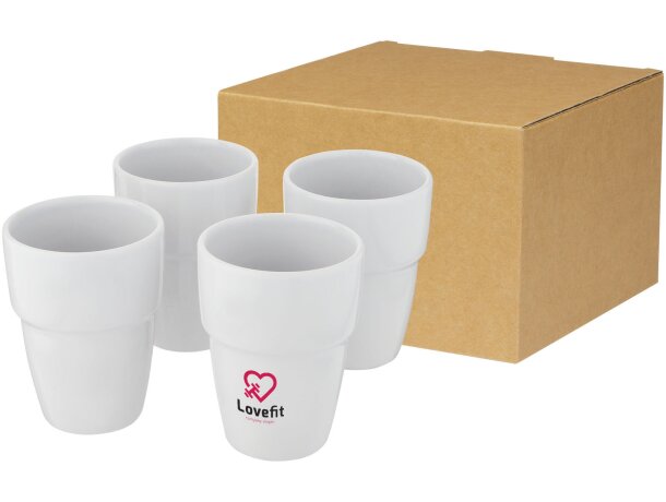 Set de regalo de 4 vasos apilables de 280 ml Staki Blanco detalle 1