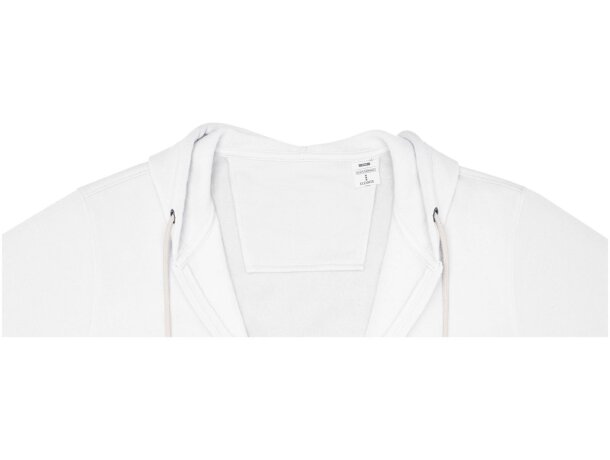 Sudadera con capucha y cremallera completa hombre Theron Blanco detalle 4