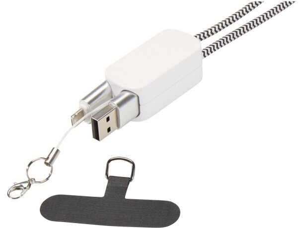 Lanyard Anser plástico reciclado cable 5 en 1 para smartphone Blanco detalle 16