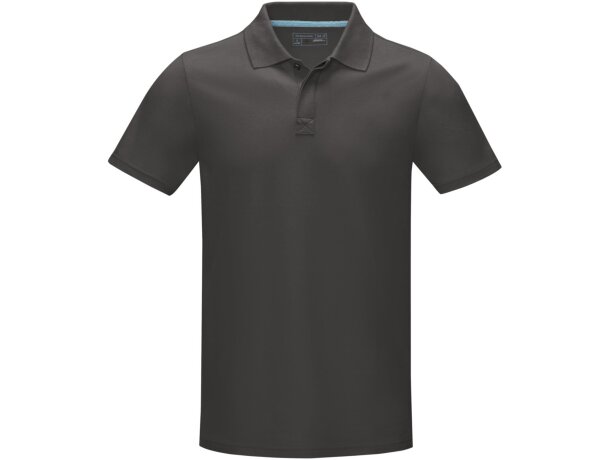 Polo orgánico GOTS de manga corta para hombre Graphite Gris tormenta detalle 10