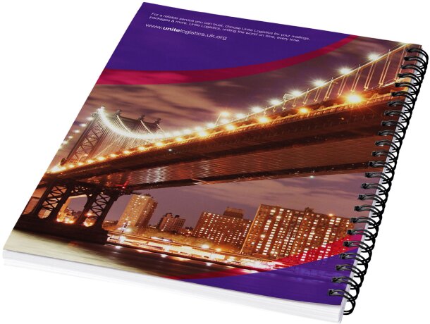 Cuaderno con espiral A4 Desk-Mate personalizable corporativo Negro intenso/blanco detalle 6