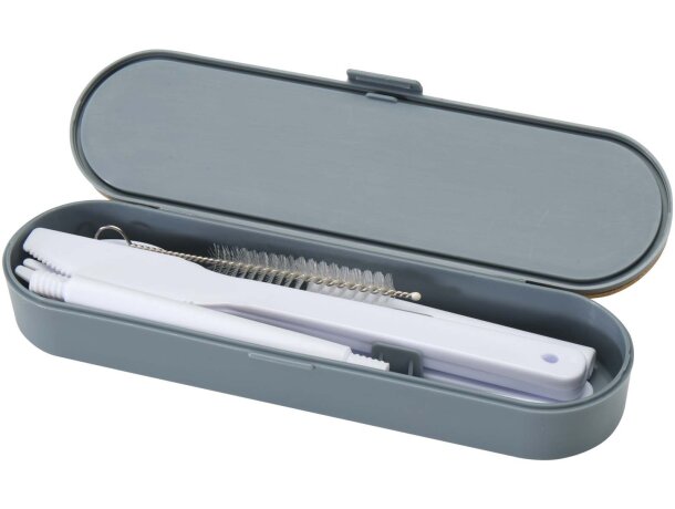 Set cubiertos reutilizables con tapa bambú Runa Gris pizarra detalle 23