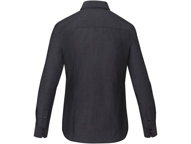 Camisa orgánica manga larga mujer Cuprite popelín algodón Negro intenso detalle 6