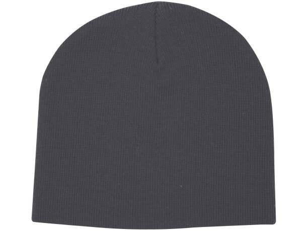 Gorro Izu de acrílico con punto de costilla 1x1 Gris tormenta detalle 9