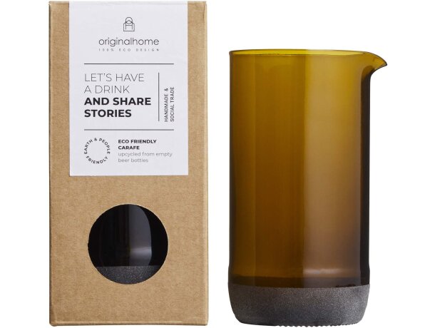 Jarra Originalhome vidrio reciclado 430ml acabado artesanal Marrón detalle 3