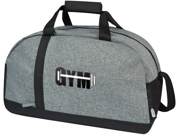 Bolsa deportiva de lona reciclada con certificación GRS Reclaim Negro intenso/gris mezcla detalle 1