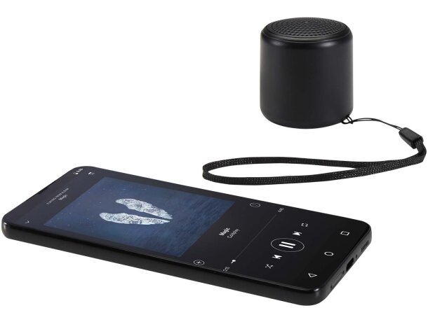 Altavoz Bluetooth Velkis con plástico reciclado y correa Negro intenso detalle 11