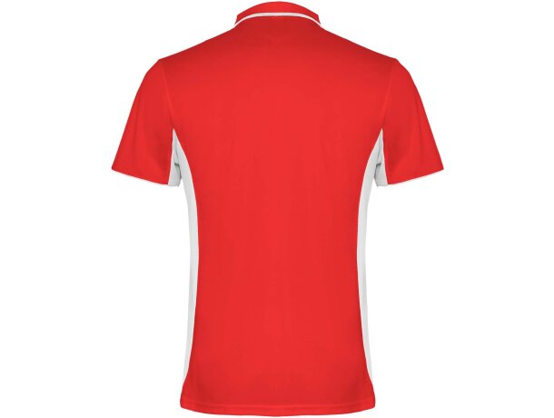 Polo deportivo unisex manga corta Roly Montmelo transpirable Rojo/blanco detalle 14