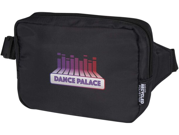 Bolsa bandolera de viaje reciclada Trip Aware con trazabilidad Negro intenso detalle 1