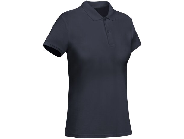 Polo mujer algodón orgánico Prince manga corta entallado Roly Azul marino detalle 18