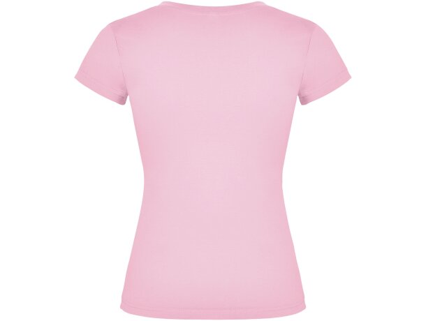 Camiseta cuello pico mujer Roly Victoria algodón 155 g/m² Rosa claro detalle 22
