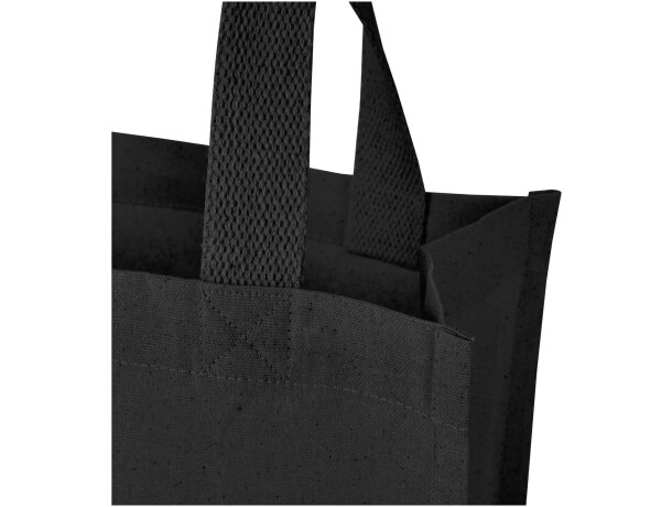 Bolsa tote con fuelle algodón reciclado certificado GRS Odessa Negro intenso detalle 10