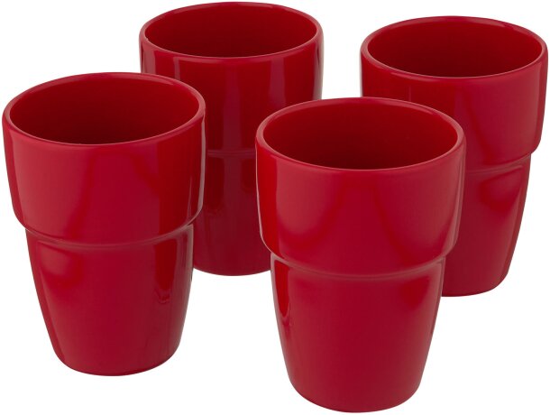 Set de regalo de 4 vasos apilables de 280 ml Staki Rojo detalle 15