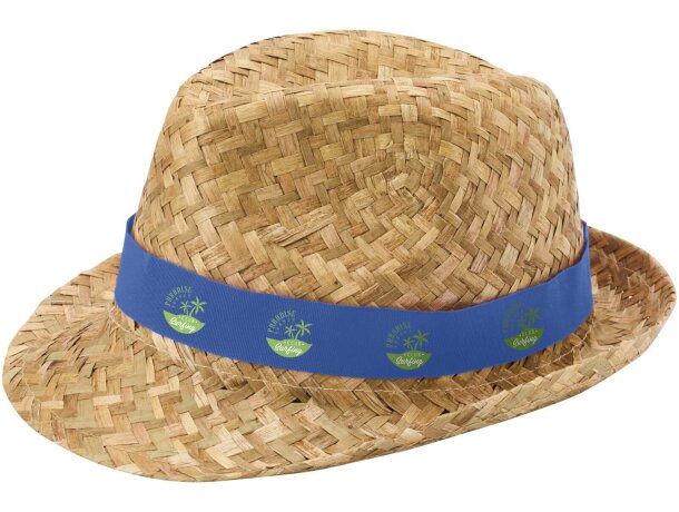 Sombrero de paja Pricus natural con banda personalizable Azul real/natural detalle 13