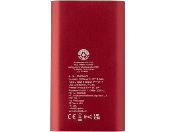 Batería externa inalámbrica Juice aluminio reciclado 4000 mAh Rojo detalle 24