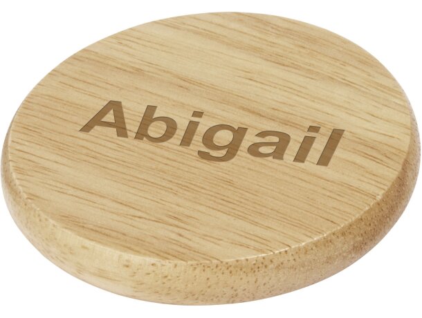 Posavasos de madera con abrebotellas Scoll Natural detalle 2