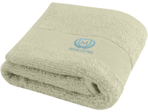 Toalla Sophia algodón orgánico 30 x 50 cm certificada OEKO-TEX Gris claro detalle 4