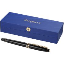 Bolígrafo elegante roller en caja personalizado negro intenso