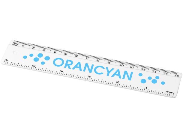 Regla de plástico Renzo 15 cm con doble escala personalizable Blanco detalle 1