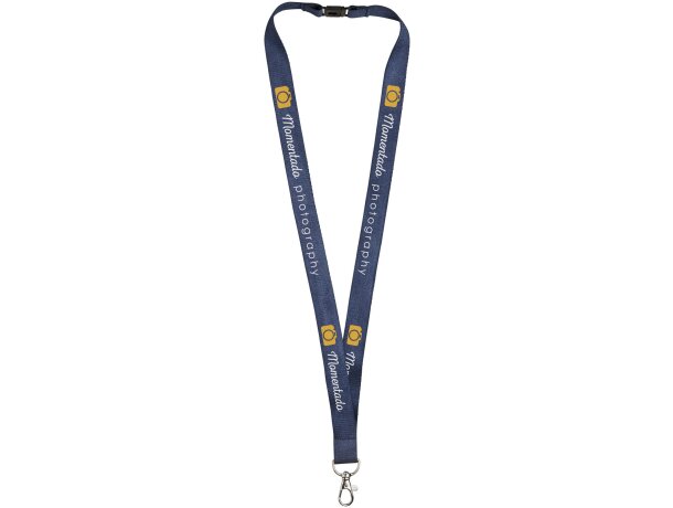 Lanyard de bambú con clip de seguridad Julian Azul marino detalle 3