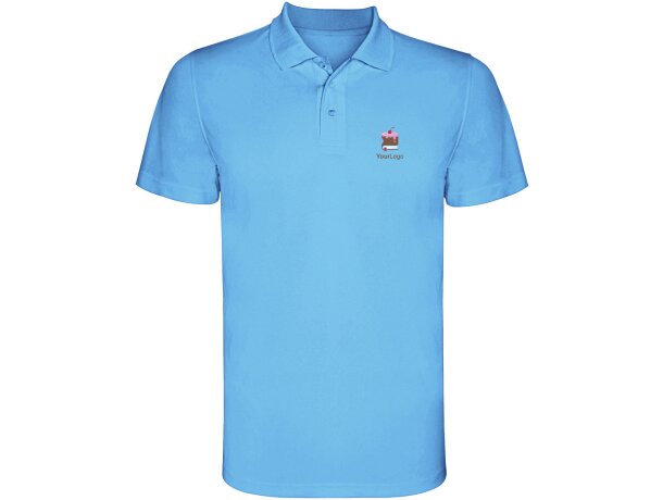 Polo deportivo manga corta infantil Monzha Roly transpirable Azul turquesa detalle 13