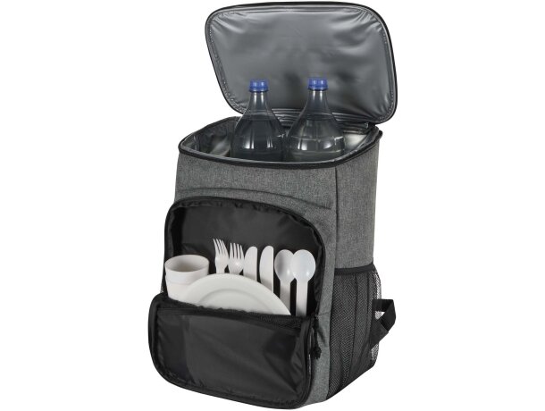 Mochila picnic nevera Tundra 20L con cubiertos y certificado GRS Gris mezcla detalle 17