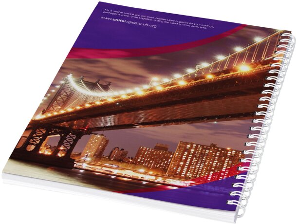 Cuaderno con espiral A4 Desk-Mate personalizable corporativo Blanco detalle 2