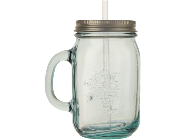 Taza de vidrio reciclado con pajita Juggo Transparente claro detalle 4