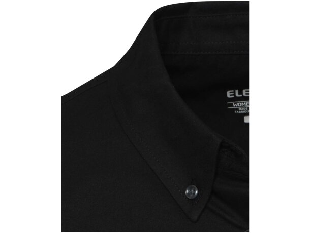 Camisa oxford mujer Sphene algodón BCI certificado Negro intenso detalle 12