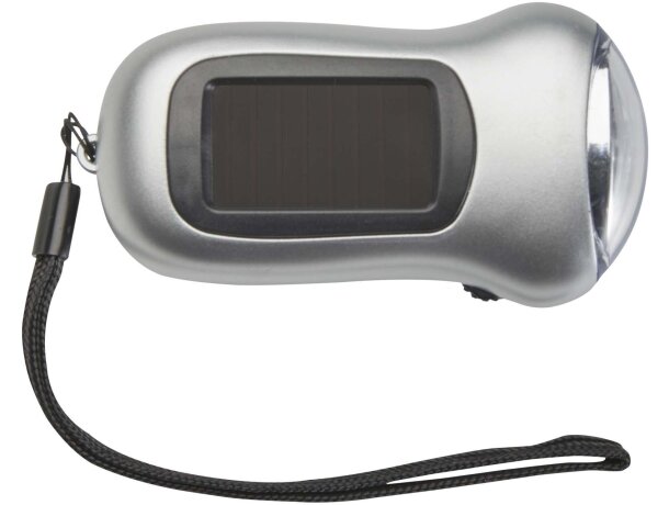 Linterna solar Viv con recarga manual y panel fotovoltaico Plateado detalle 3