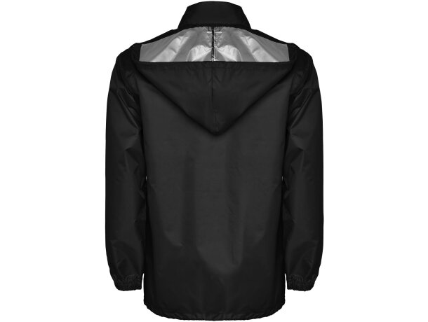 Chubasquero ligero unisex Escocia Roly con capucha plegable Negro intenso detalle 2